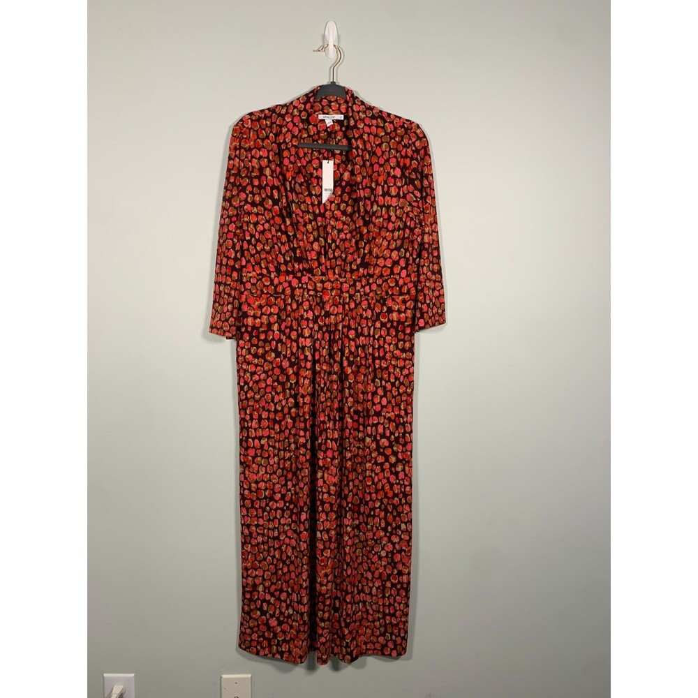 NWT Chico's Knit Pleated Maxi Dress Size 2 US 12 Deep Raisin Pink Animal Print - Picture 2 of 7